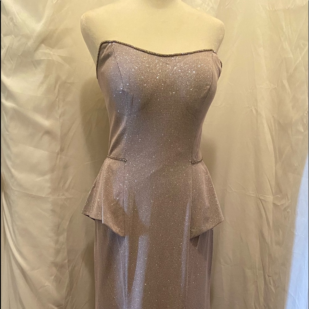 Peplum evening gown.